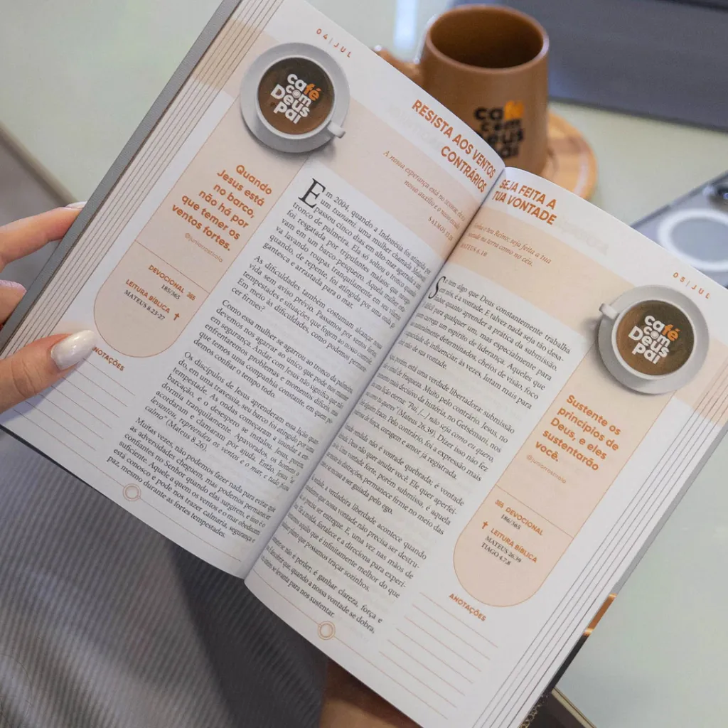 Livro Café Com Deus Pai | Volume 6 | Capa Dura + Marca Texto